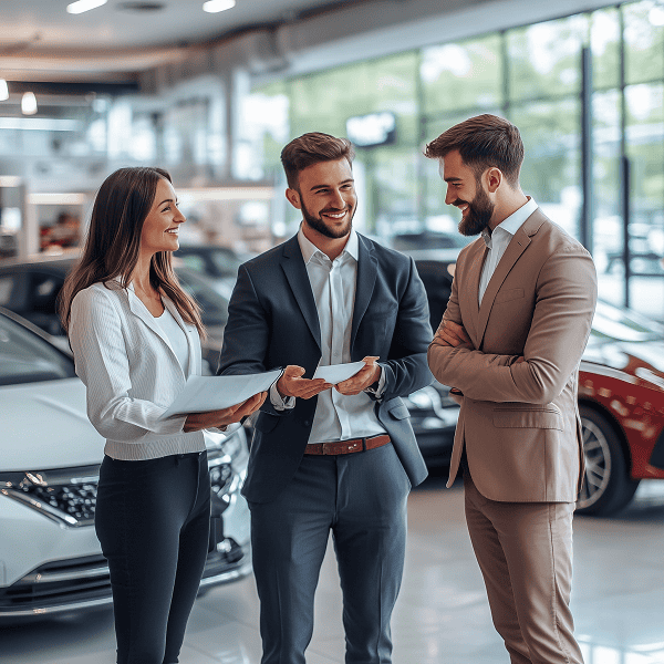 car dealers offering details to customer