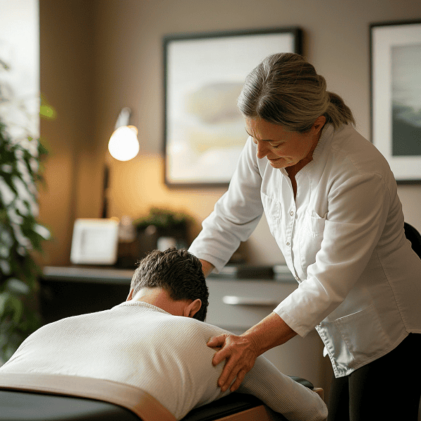 chiropractic session with male patient