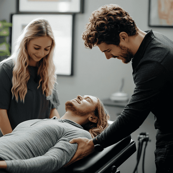 chiropractors performing procedure on patient