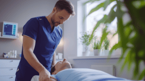 male chiropractor working on patient