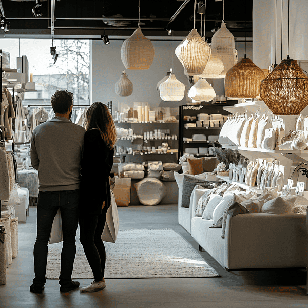 clients looking at product in furniture store