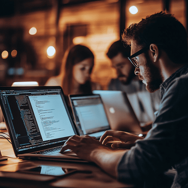 it technician working on computer