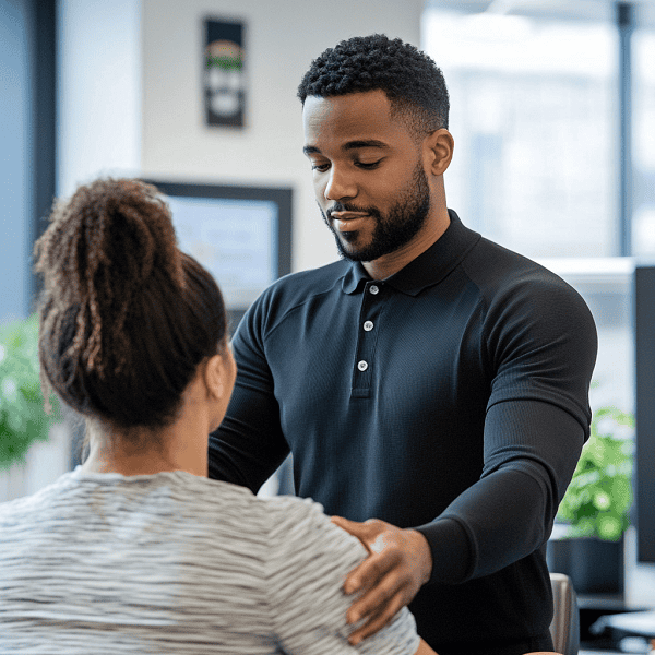 male chiropractor with female patient