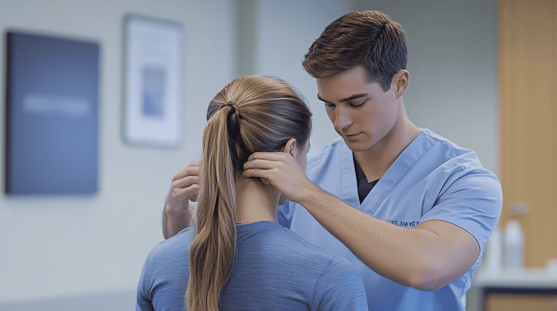 male chiropractor focusing on therapy session