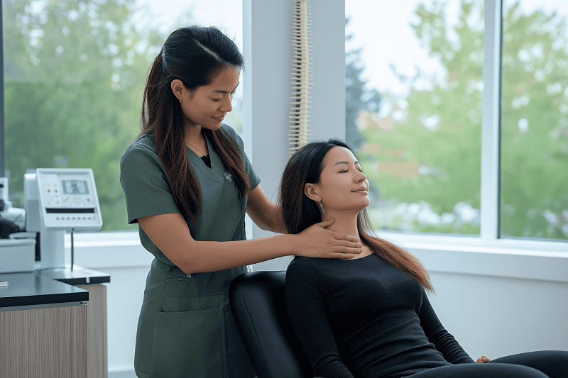 chiropractic clinic with female patient