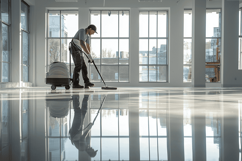 professional cleaner working in an office space