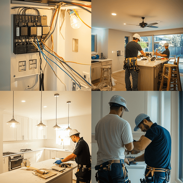 electrical service contractor working in home