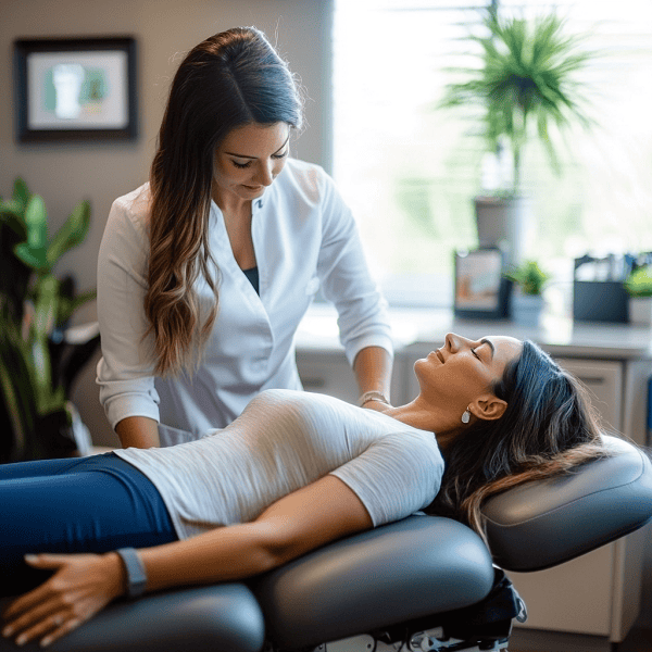 female chiropractor working in clinic