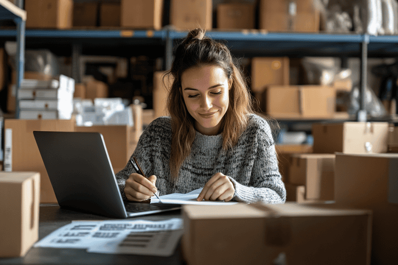 woman working on her laptop for website