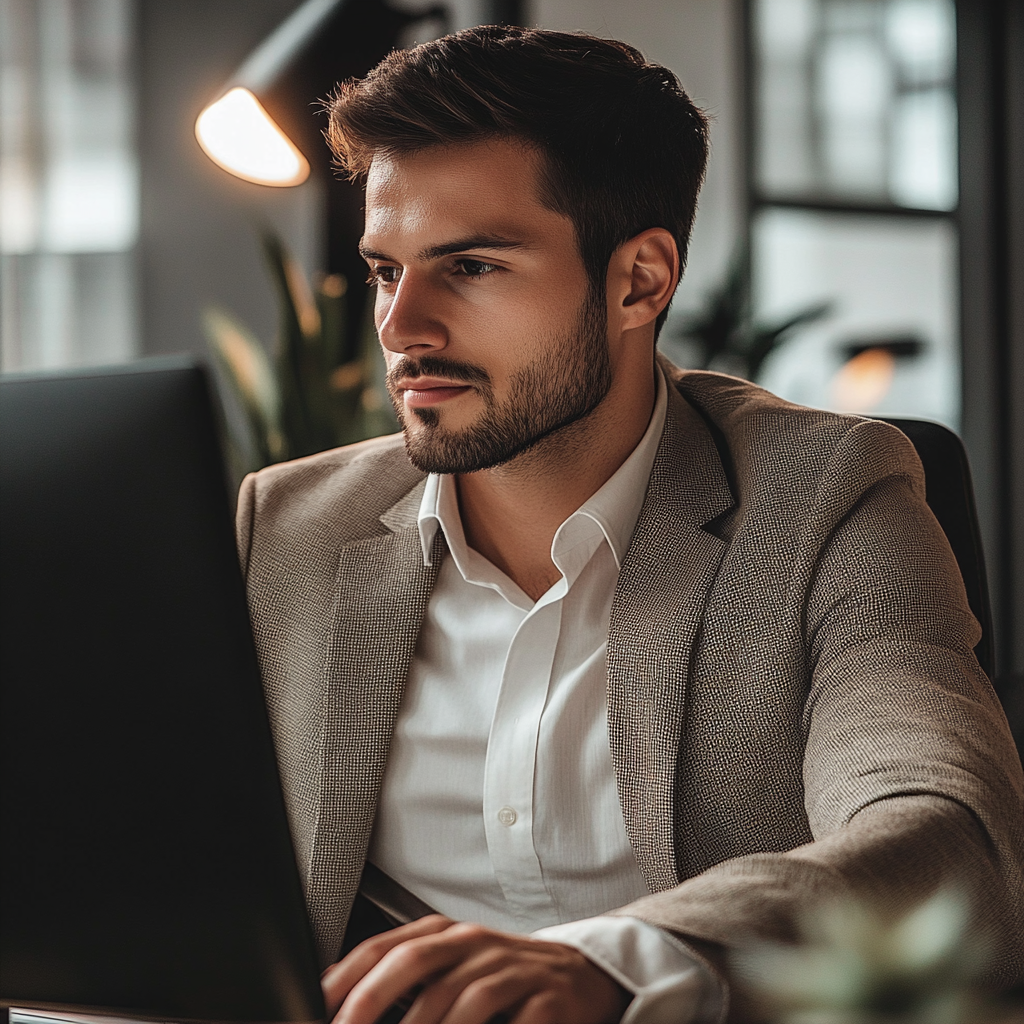 accountant at computer