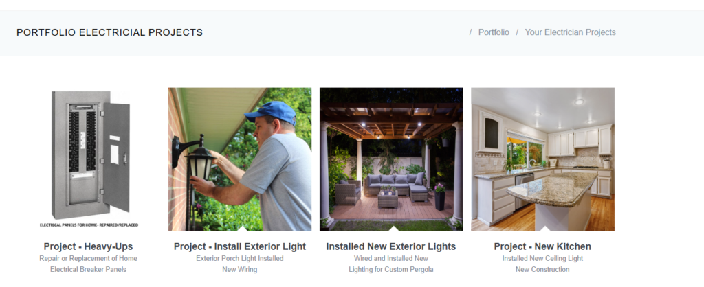 portfolio page for yourelectricians.com