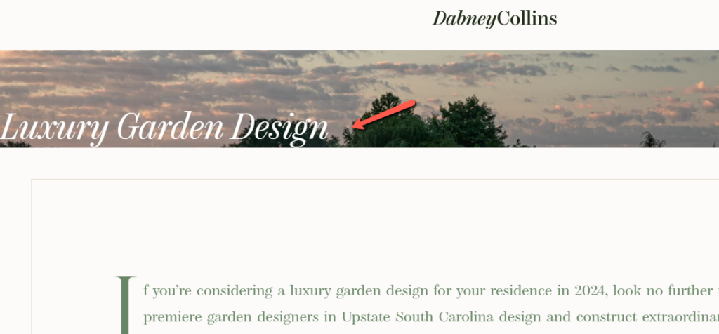 luxury garden page from dabneycollins.com