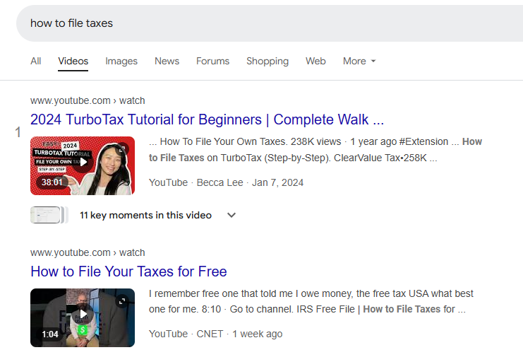 video search results for the query how to file taxes